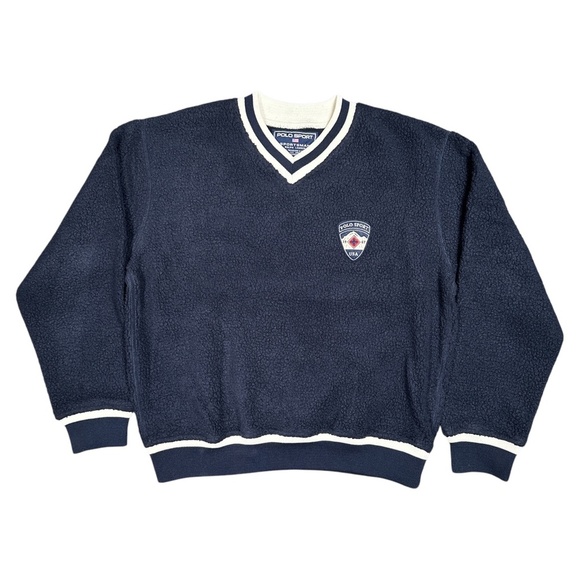 Vintage 90s Polo Sport Sportsman Made in USA Polar Fleece Sweater Mens Medium - Picture 1 of 6